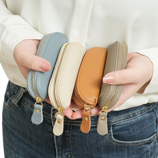 tablarosa-Plain Genuine Leather Coin Purse
