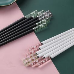 SunShine - 1 / 2 / 3 / 4 / 5 Pair Set :  Flower Print Chopsticks