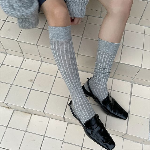 Mimiyu-Plain Ribbed Socks