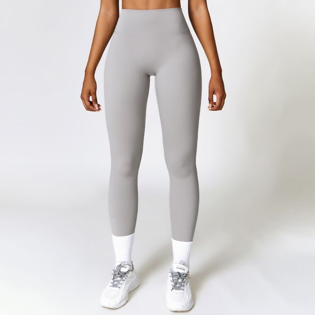 Skinniano-High Waist Plain Yoga Pants