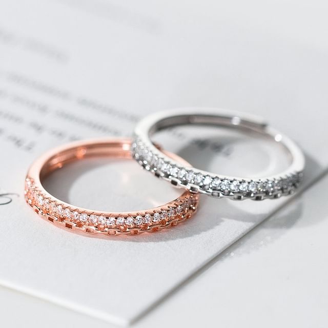 A-ROCH-925 Sterling Silver Rhinestone Ring
