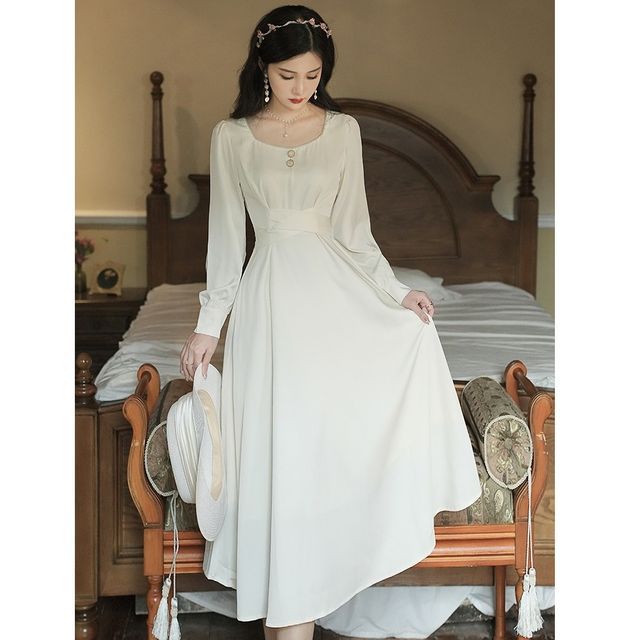 white long sleeve dress flowy Ever-Pretty Off the Shoulder Long Flowy Bridesmaid Dress
