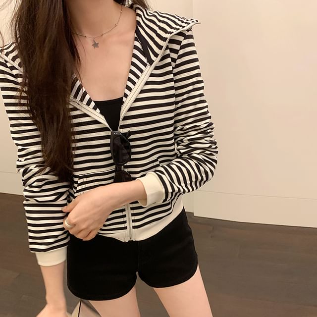 Dragan Pulse-Striped Zip Hoodie