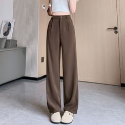 Fashion (A-Heigh150-160cm)Yitimoky Wide Leg Suits Pants For Women Summer  2023 New Korean Fashion High Waisted Baggy Pants Office Ladies Casual Long  Pants DOU
