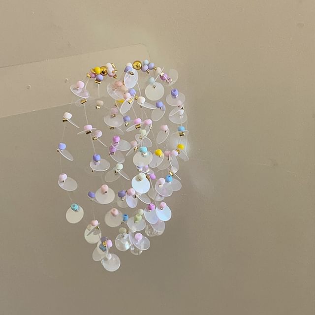 Panda Dama-Sequin Beaded Fringed Drop Earring
