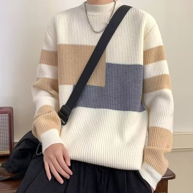 Lingaris-Crewneck Color Block Sweater