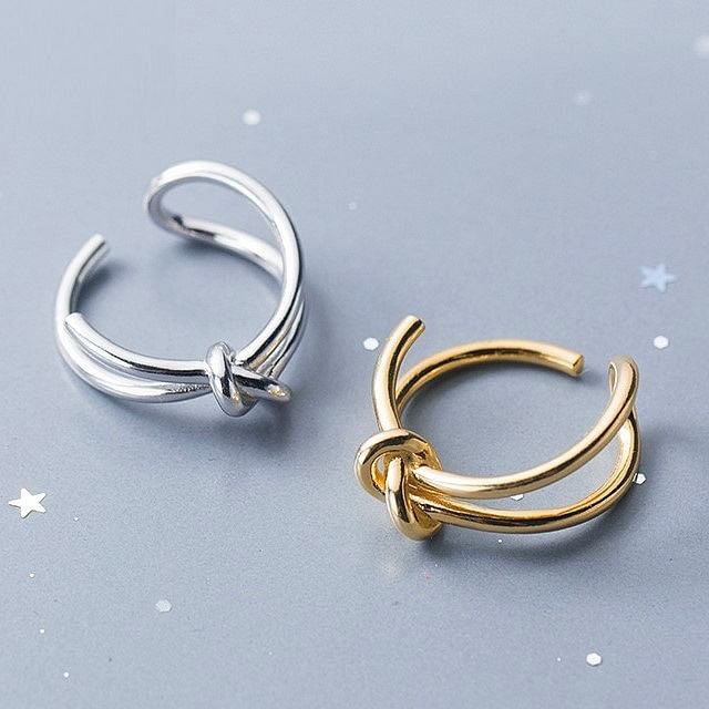 A-ROCH-925 Sterling Silver Knot Layered Open Ring