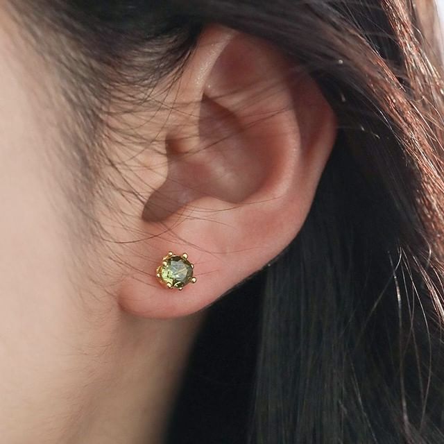 A-ROCH-Rhinestone Sterling Silver Stud Earring