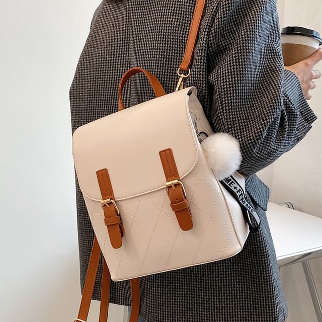 Musa Fiber Backpack MUSA - Faux Leather Buckled Backpack | YesStyle