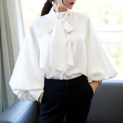 Aurora - Puff-Sleeve Bow-Accent Blouse | YesStyle