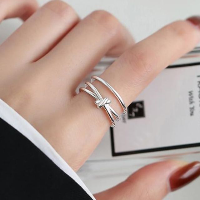 Parskletie-Knot Sterling Silver Layered Open Ring