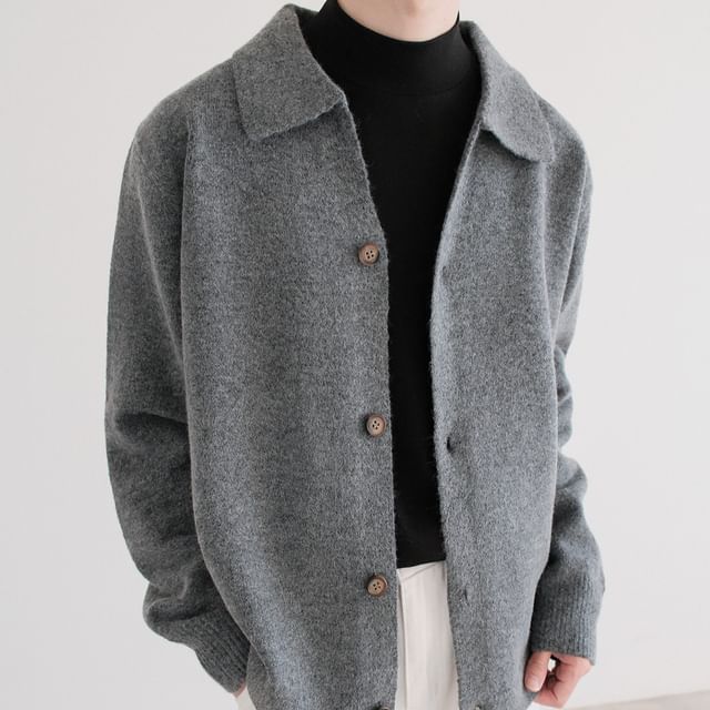DAZO Studios-Lapel Collar Plain Oversized Cardigan