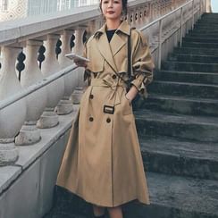 Button-Up Long Trench Coat