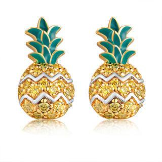 MBLife-com-Left Right Accessory - 925 Sterling Silver CZ Pineapple Fruit Stud Earrings Women Girl Fashion Jewelry