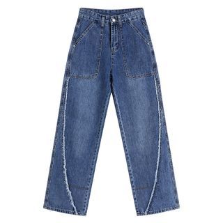 MISHI CLUB-Distressed Straight Leg Jeans
