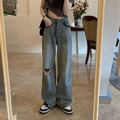 High Rise Cut Out Wide Leg Jeans