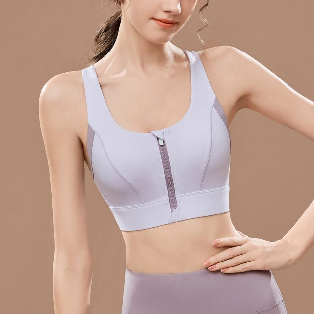 Runyz-Plain Zip Detail Sports Bra