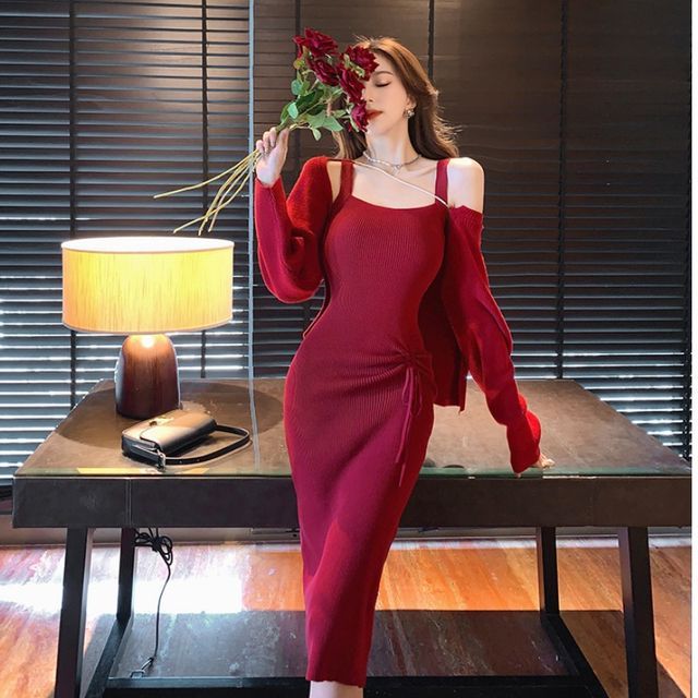 aje daisy knit maxi dress Elations Knit Maxi Dress-BLACK / XXS main image 0