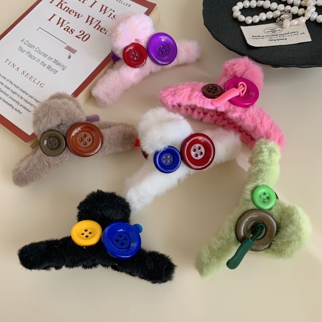 Mentosi-Button Fluffy Hair Claw