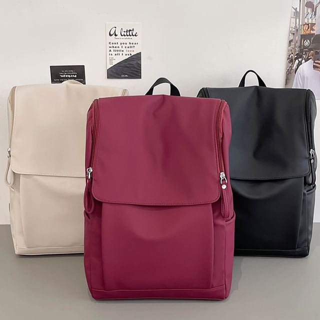 Basaran-Faux Leather Flap Backpack