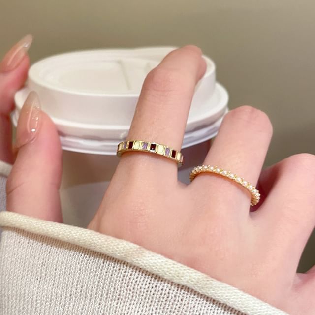 Jael-Faux Pearl Enamel Open Ring
