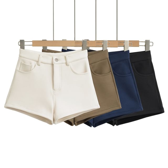 Ulark-High Waist Plain Hot Pants