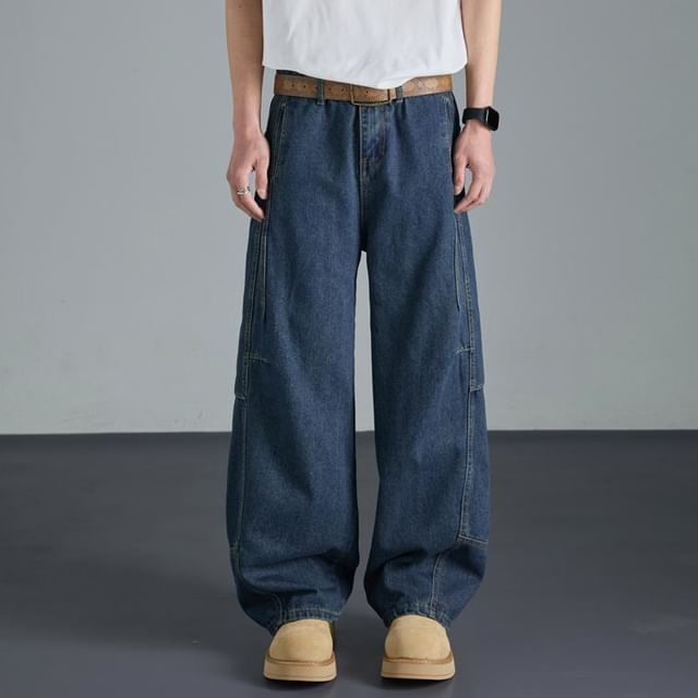 Mimiyox-Mid Rise Plain Wide Leg Jeans
