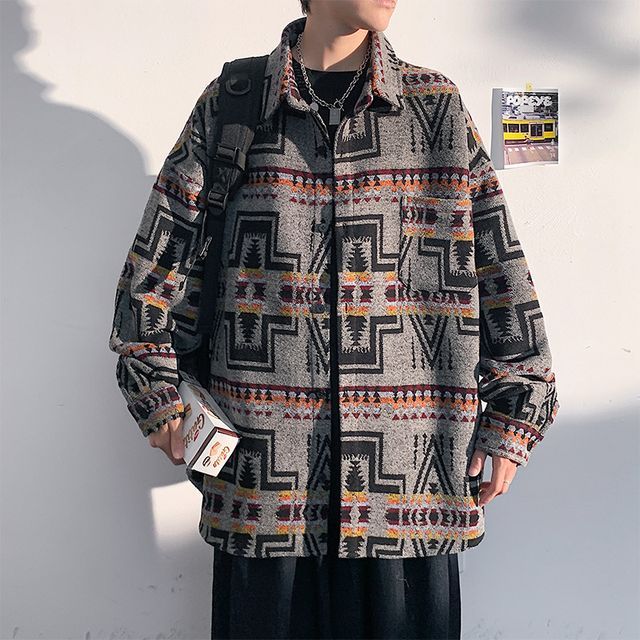 Aozora - Patterned Shirt Jacket | YesStyle
