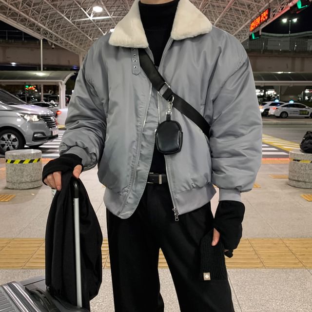 MRCYC-Fleece Collar Zip-Up Puffer Jacket