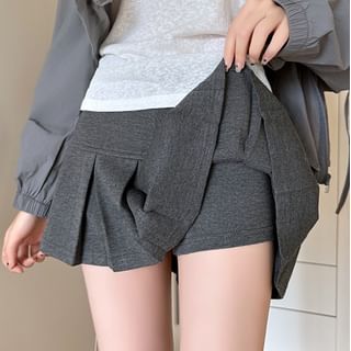 Mikiko Mid Rise Panel Accordion Pleat A-line Sports Mini Skirt With Inset Shorts