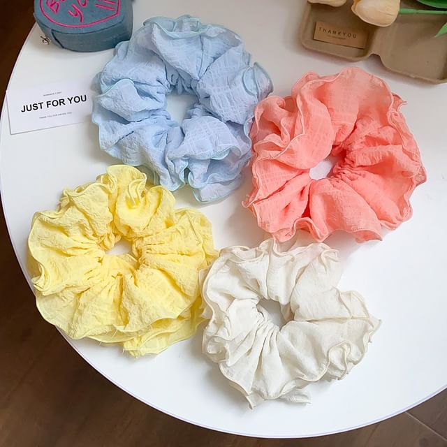 Calafa-Plain Ruffle Scrunchie
