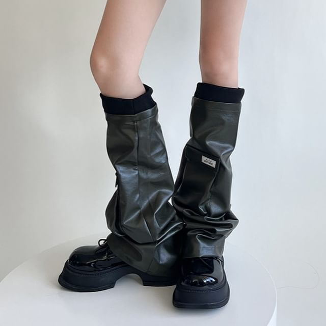 Allinya - Faux Leather Leg Warmers | YesStyle