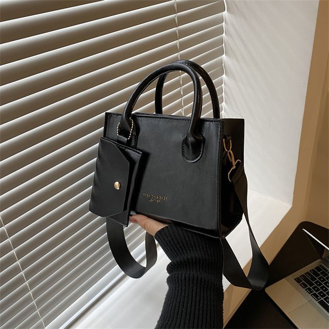 Tiff Set Boxy Faux Leather Crossbody Bag + Coin Purse YesStyle