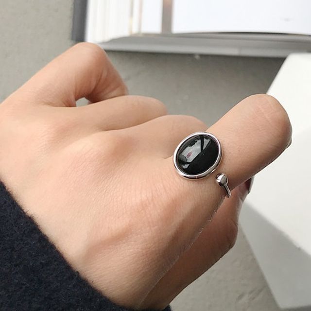 Forainer-Agate 925 Sterling Silver Open Ring
