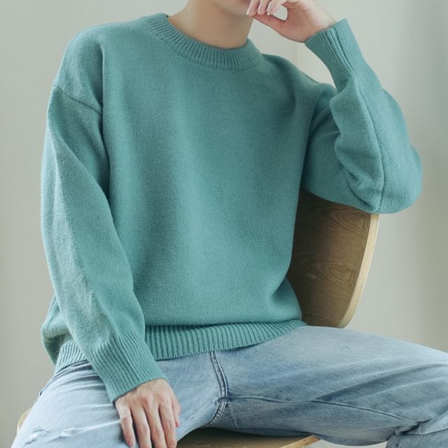 Phoneus-Crewneck Plain Sweater