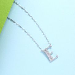 BELEC - 925 Sterling Silver Fashion Personality English Alphabet E Cubic Zircon Necklace BELEC - 925 Sterling Silver Fashion Personality English Alphabet E Cubic Zircon Necklace