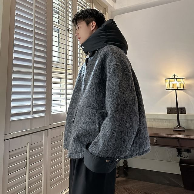 VEAZ-Two Tone Hooded Zip-Up Jacket