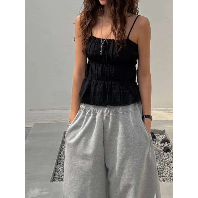 SeoulPop-Spaghetti Strap Striped Open-Back Camisole Top