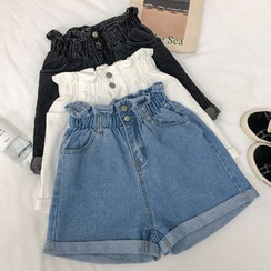 Dear Yours - Wide-Leg High-Waisted Denim Shorts Dear Yours - Wide-Leg High-Waisted Denim Shorts
