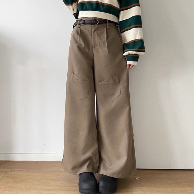 Florimi-High Rise Plain Wide Leg Pants