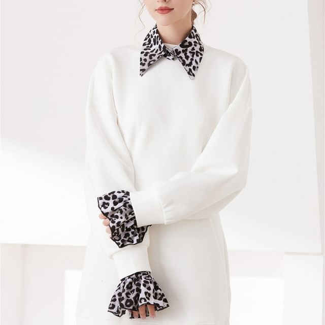 MIOW-Leopard Print Decorative Collar Detachable Cuff Set