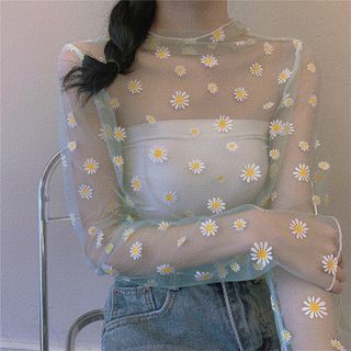 flower mesh top