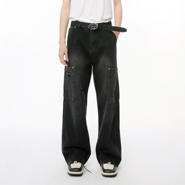 FAERIS-High Waist Wide Leg Cargo Jeans