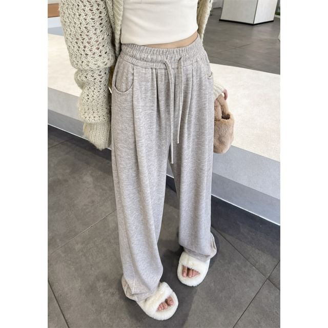 Alfie-Drawstring Waist Plain Straight Leg Pants