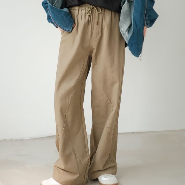 DAZO Studios-Drawstring Waist Plain Wide Leg Pants