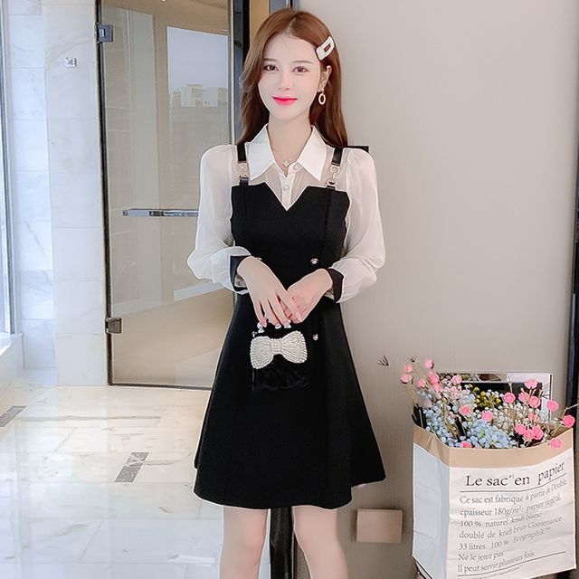 White Dress Kpop Casual Dress Black Dress Outfit Korean Style QWEEK KOREAN Style Black Dress Women White Dress Kpop Casual Dress Black Dress Outfit Korean Style QWEEK KOREAN Style Black Dress Women