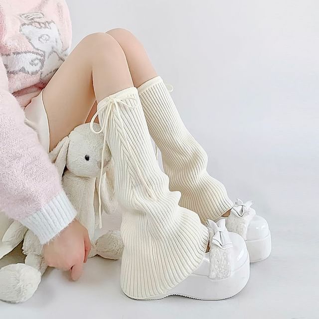 Gentiana-Plain Ribbed Knit Leg Warmer