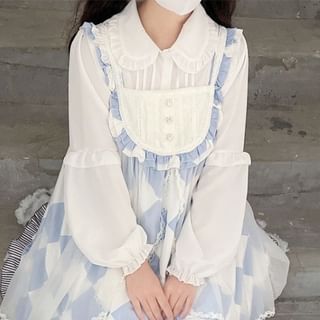 Sisyphi-Puff-Sleeve Plain Ruffle Shirt