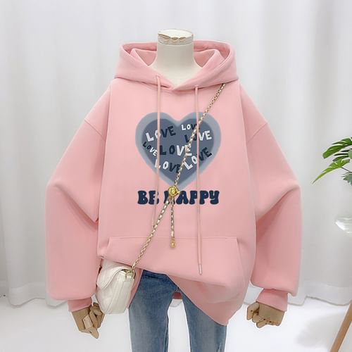 Lelache - Heart Lettering Hooded Sweatshirt | YesStyle