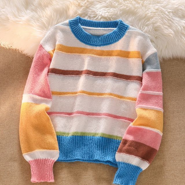 colorblock striped sweater